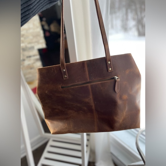 Large Leather Tote - S-Zone - Picture 2 of 3